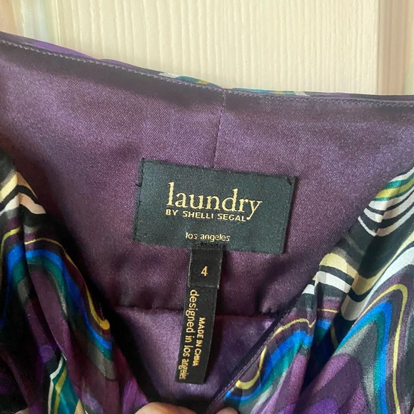 Laundry by Shelli Segal silk dress w/ beaded straps size 4 multicolor - Picture 6 of 7